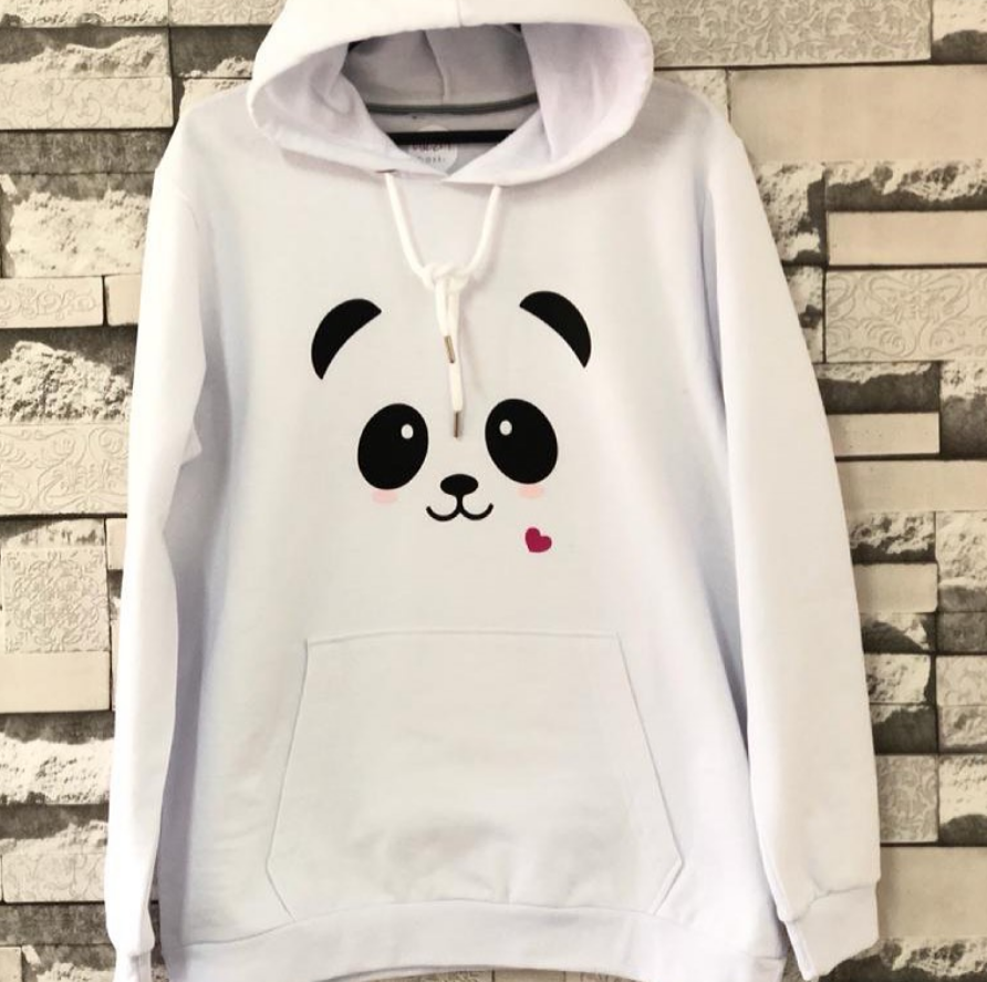 Panda Desenli Kapüşonlu Sweatshirt